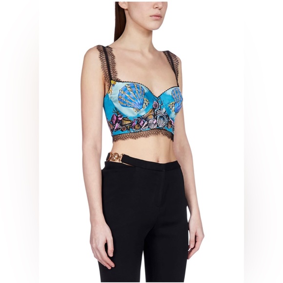 Versace Trésor De La Mer Print Bralette Top - Picture 2 of 10